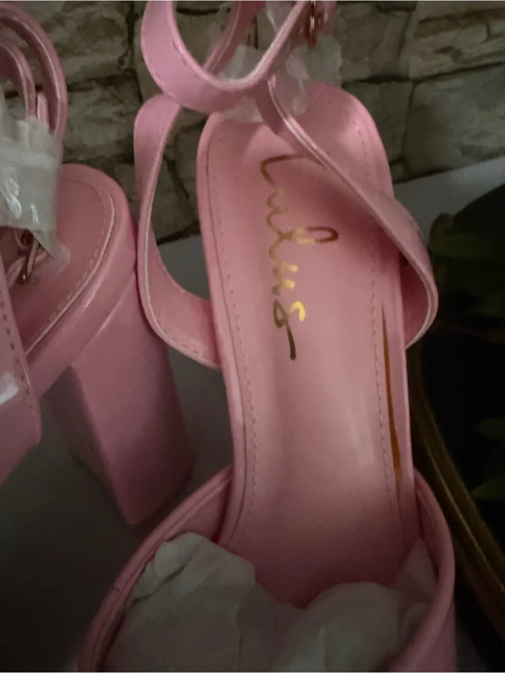Lulu's Glossy Bubblegum Pink Platform Block Heel Sandals